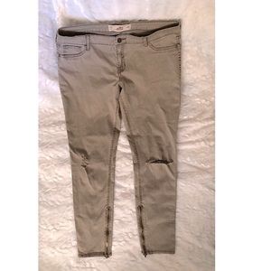 Hollister Super Skinny Deconstructed Stretch Ankle Zip Jeans 13 Juniors